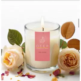 DEER TEA ROSE White Soy Wax Glass Jar Candle - 200 gm, 40 Hours