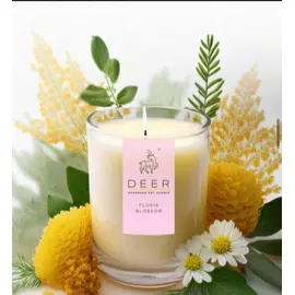 DEER FLORIS BLOSSOM White Soy Wax Glass Jar Candle - 200 gm, 40 Hours