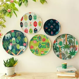 Paradise Iron Wall Plates Set - Set of 5, Multicolor, Ethnic Style