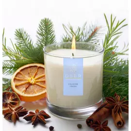 DEER Cologne Fresh White Soy Wax Glass Jar Candle - 200 gm