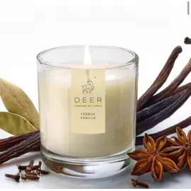 DEER French Vanilla Soy Wax Candle - 200gm White Glass Jar
