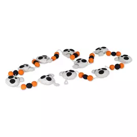 Spooky Skulls Wool Felt Christmas Garland - White, Black & Orange