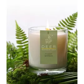 DEER Forest Bamboo Soy Wax Candle - 200gm White Glass Jar