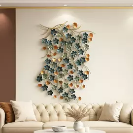 Divine Naturefall Metal Wall Art - 114x64cm Cascading Floral Vines