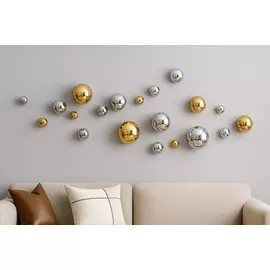 Divine Sphera Metal Wall Art - Gold & Silver Spheres