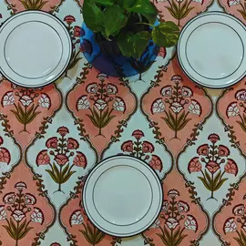 CORAL SLUB Topaz Rosa Blommig Bomullsduk (1,5 x 2,25 meter)