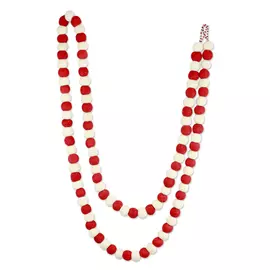 Red & White Wool Holiday Streamer - Christmas Tree Garland (2.77m)