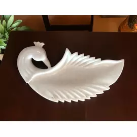 Bandeja de pétalos de mármol blanco Morni - Diseño de pavo real de 23 cm