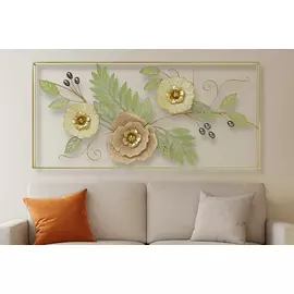 Väggkonst i metall med gudomlig botanisk stil - 100x50 cm