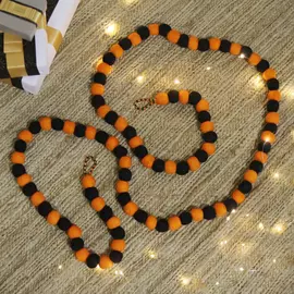 Halloween Flare Wool Felt Garland - Orange and Black, Handcrafted Decor