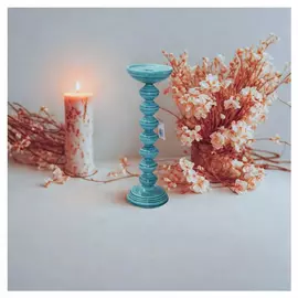 Aquamariner Kerzenhalter aus Eisen im Vintage-Stil – 4,3 x 18,1 cm – Antik-Optik