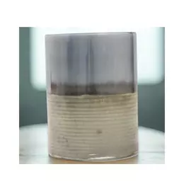 Vintage Diwali-Ornament aus geripptem Glas in Tropfenform, Schwarz und Gold
