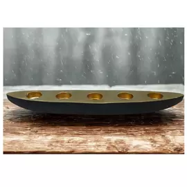 Teelichthalter aus Aluminium in Bootsform, Schwarz/Gold, Vintage-Stil