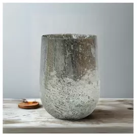 Vintage-Zylindervase/Kerzenhalter aus silbernem Glas im Used-Look (4,7 x 19 x 4,7 Zoll)