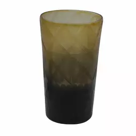 Handgefertigter Teelichthalter aus Glas – Rautenmuster, Bernstein- und Grauverlauf