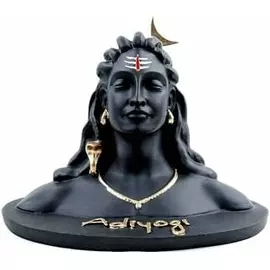 Black Resin Adiyogi Shiva Idol - Home Decor & Spiritual Gift
