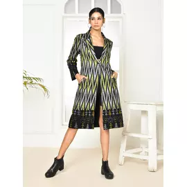 Trench-coat noir Bia Handloom - Vêtements d'extérieur tissés à la main pour femmes