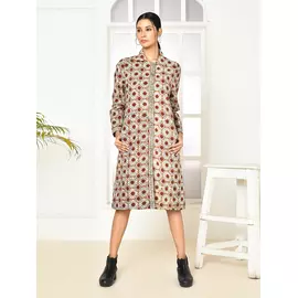 Veste longue pour femme Mia Cotton - Imprimé Dabu fait main