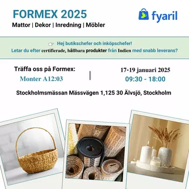 Fyaril exhibirá decoración india sostenible para el hogar en Formex 2025 en Estocolmo