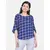 Power Sutra Windowpane Check Crepe Top - Royal Blue
