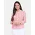 Power Sutra Cotton Checkered Mandarin Collar Top - Peach