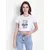 Long back crop top bird design white