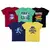 Minicult Cotton Half Sleeve Kids Tshirt with Chest Print and Bright Colors (Multicolour) (Pack of 5)