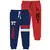 Minicult-Trainingshose aus Baumwolle mit Grafikdrucken und Taschen (Marineblau und Rot) (2er-Pack)