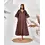 The Saffron Saga Solid 3/4 Sleeve Pure Cotton Nighty Chocolate Brown - S