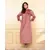 The Saffron Saga Embroidered Three Fourth Sleeves Velvet Nighty Onion Pink - S
