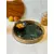 Green color handmade wooden round shape tray