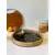 Black color handmade round shape tray