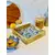 Blue and white color handmade wooden tray