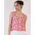 Red Leaf Print Front Zipper top