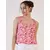 Red Leaf Print Front Zipper top