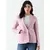 Blazer rose à simple boutonnage et revers crantés
