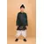 Conjunto Angrakha Kurta Dhoti bordado en verde - Algodón y terciopelo, 3-4 años
