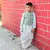 Green Cotton Block Print Dhoti Kurta Jacket Set for Boys