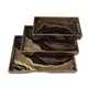 Rechteckiges Serviertablett aus MDF mit ethnischem Aufdruck in goldener Farbe, 3er-Set