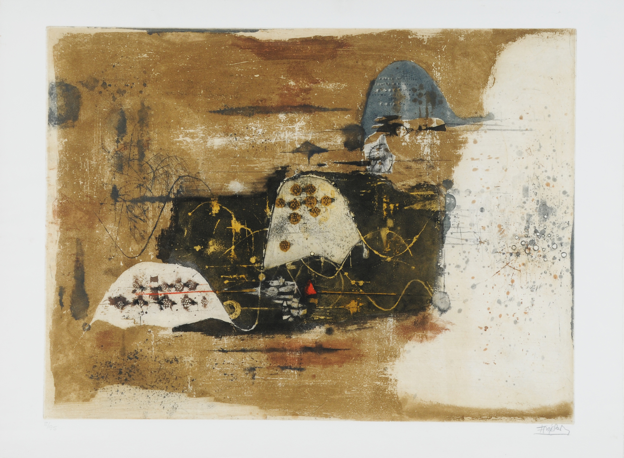 Friedländer Johnny, 2 Blätter: Montagne ocre, 1973; Ohne Titel