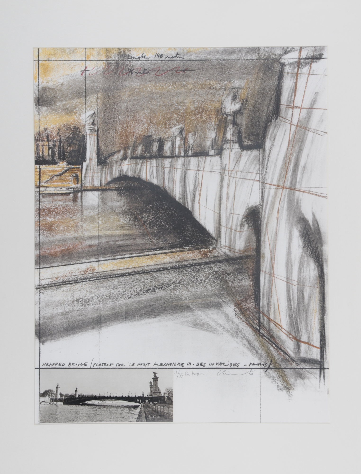 Christo, Wrapped Bridge, Project for Le Pont Alexandre III, Paris