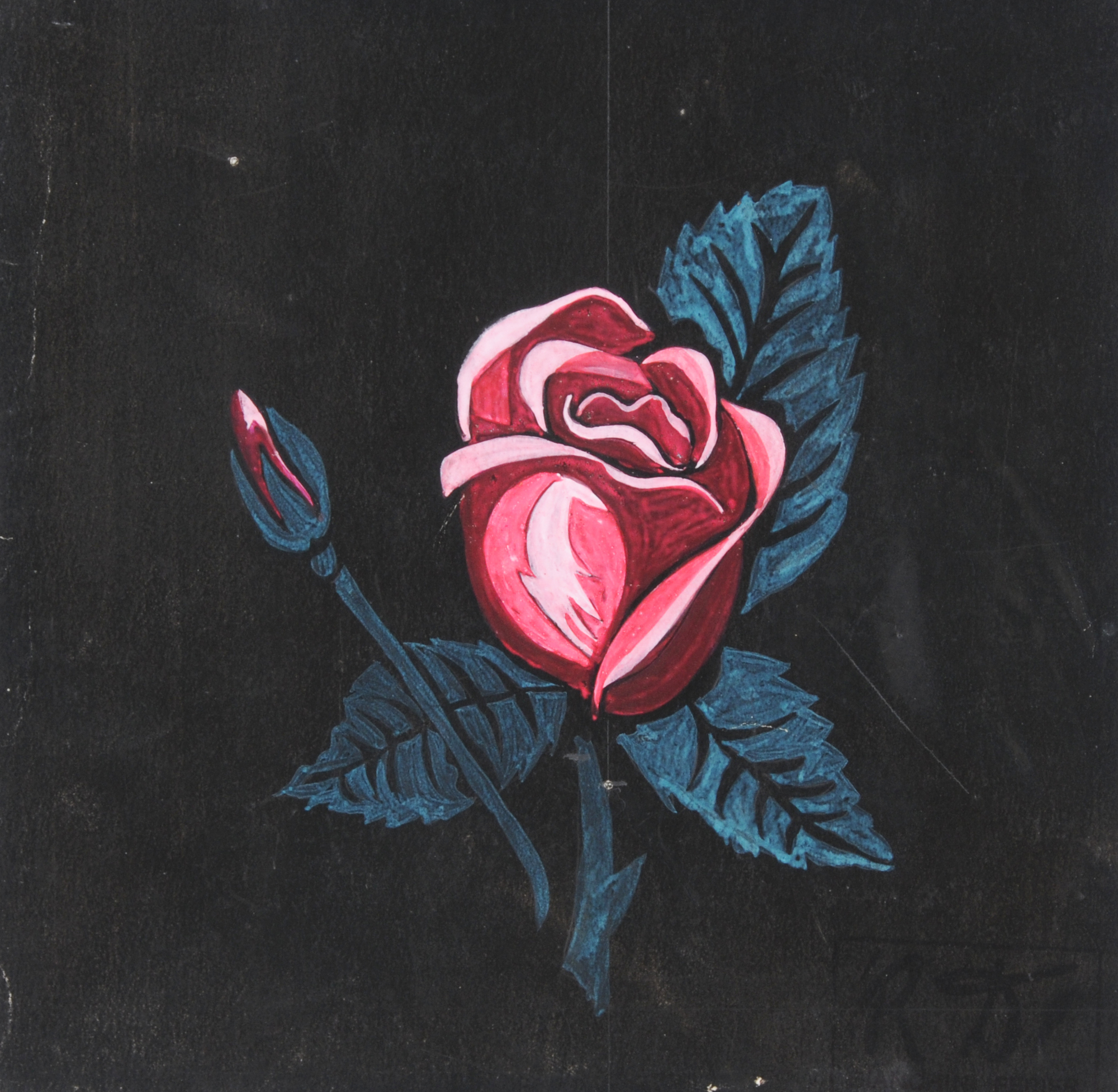 Dufy Raoul, Rose sur fond noir