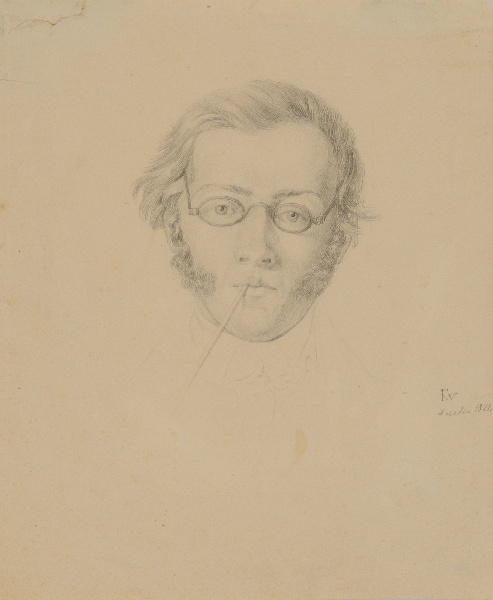 Waldmüller Ferdinand, Head of the Violinist and Composer Franz Schubert