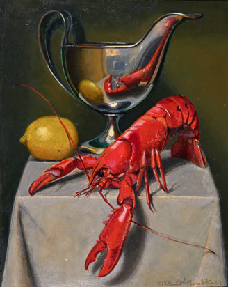 Still life with lobster and lemon