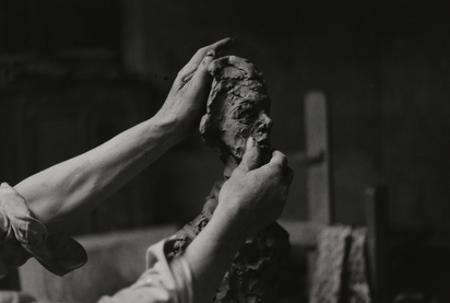 Alberto Giacometti's hands modelling, Paris ca. 1960