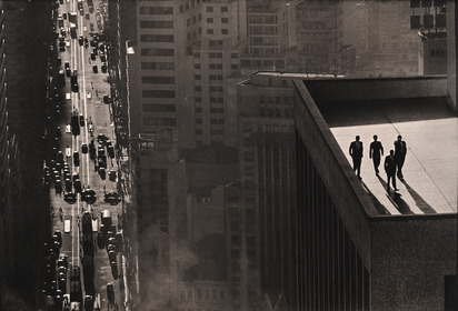 Four men on the roof, São Paulo, Brazil
