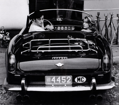 Alain Delon and Jane Fonda in a Ferrari 250GT Spider California on the Set of Joy House, Antibes