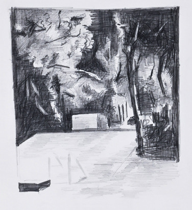 4 works: 3 drawings and one  inkjet unique work: Idyll