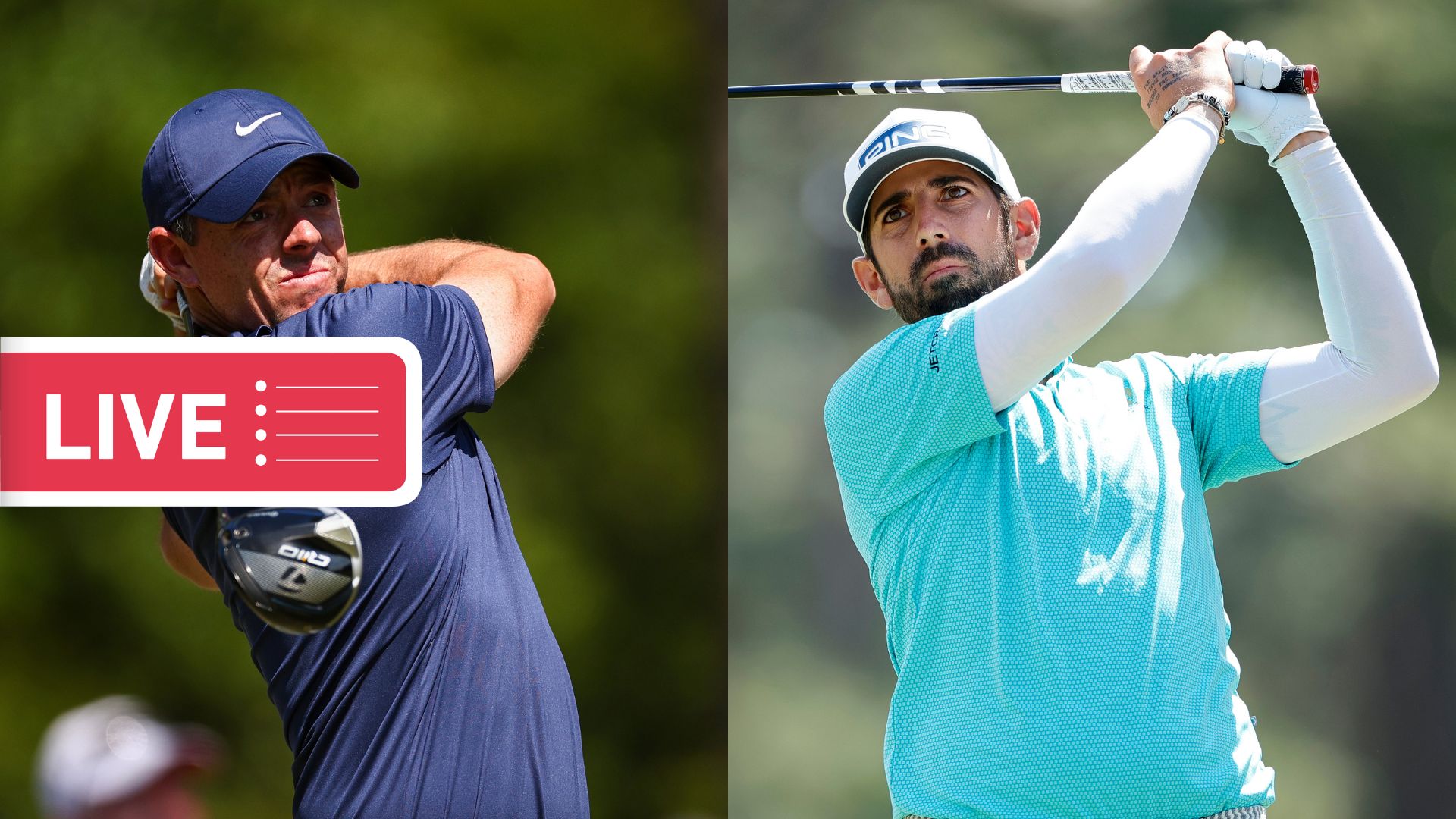 Rory McIlroy and Matthieu Pavon at the US Open Golf 2024 Moving Day. (Image: Getty)
