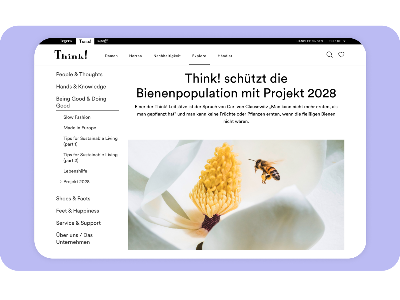 Landingpage als PROJEKT-Begleitung